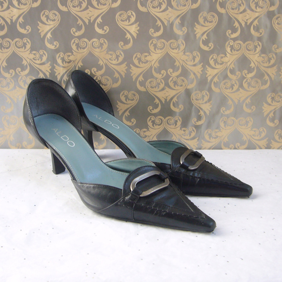 Aldo Shoes Aldo Dorsay Black Leather Kitten Heel Pump 65